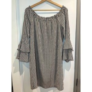 NWT Bobeau Off-Shoulder Pinstripe Dress